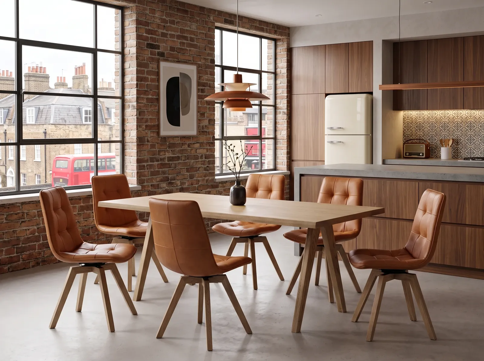 Dining Table & 6 Atlanta Chairs - Leather